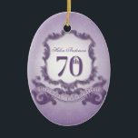 Ornement Ovale En Céramique 70th Birthday Celebration Personalized Ornament<br><div class="desc">Vintage frame - Customizable Ornament. You can easily change text color,  font,  size and position by clicking the customize button.</div>