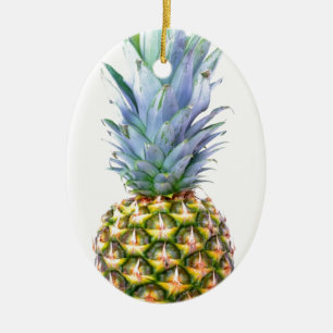 Ornement Ovale En Céramique Ananas Fruit Beach Dessert Coloré Tropical