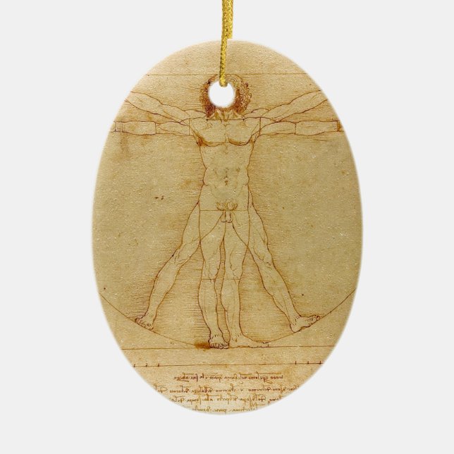 Ornement Ovale En Céramique Anatomie humaine, homme de Vitruvian par Leonardo (Devant)