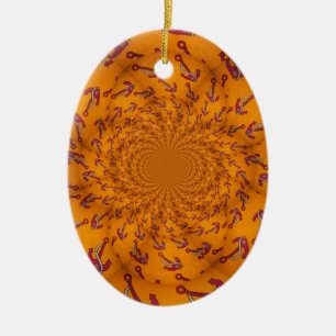 Ornement Ovale En Céramique Ancre Kaleidoscope