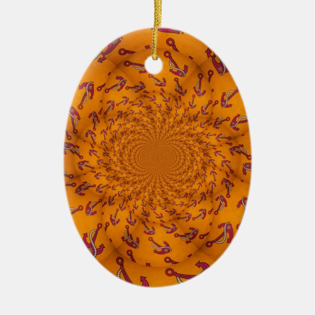 Ornement Ovale En Céramique Ancre Kaleidoscope (Devant)