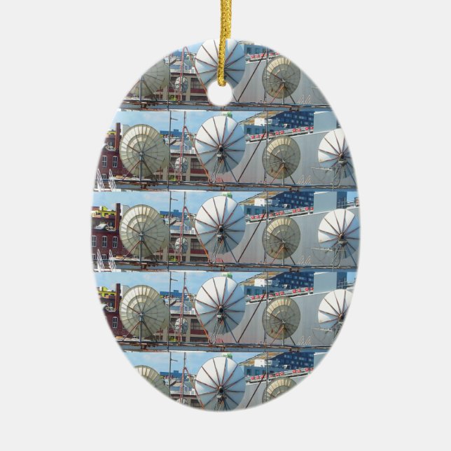 Ornement Ovale En Céramique antenne parabolique imprimée par côté de Boston de (Devant)