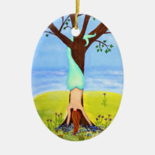 Ornement Ovale En Céramique Art de sirène "hors d'eau"