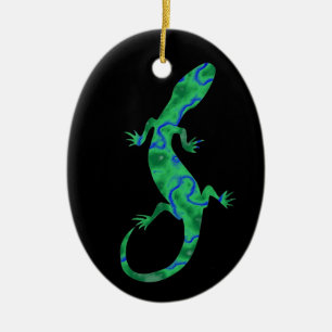 Ornement Ovale En Céramique Art déco Grüner Gecko