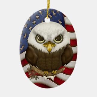 Ornement Ovale En Céramique Baldwin Eagle chauve mignon personnalisé