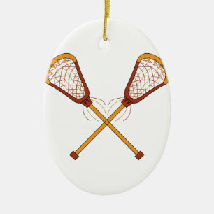 Ornement Ovale En Céramique Bâtons de lacrosse
