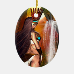 Ornement Ovale En Céramique Beauté amérindienne