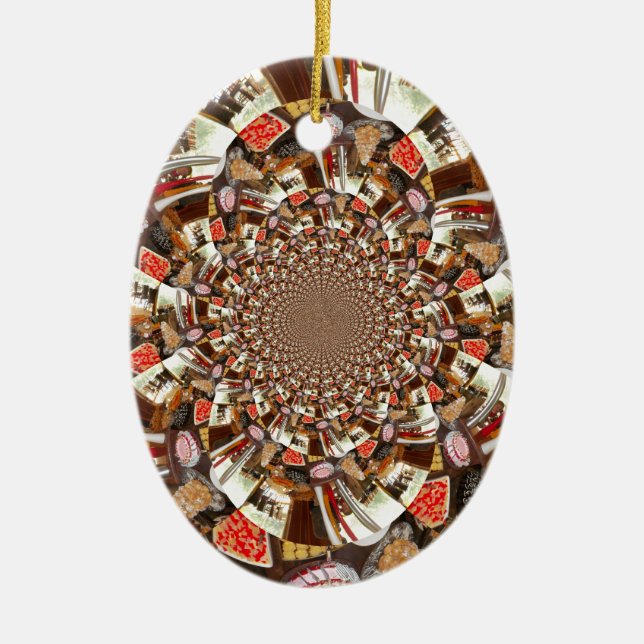 Ornement Ovale En Céramique Beaux gâteaux et desserts (Devant)