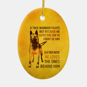Ornement Ovale En Céramique Berger belge - Malinois - guerrier vrai