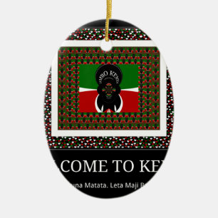 Ornement Ovale En Céramique Bienvenue sur Magical Kenya : Hakuna Matata