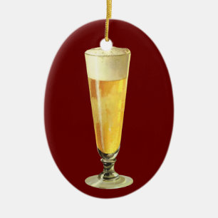 Ornement Ovale En Céramique Bière vintage Grasse Frosty, Boisson À Alcool