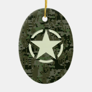 Ornement Ovale En Céramique Bois numérique Star Stencil