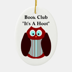 Ornement Ovale En Céramique Book Club Stripped Owl - It's A Hoot