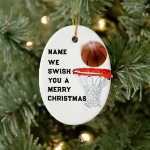 Ornement Ovale En Céramique Cadeau de vacances de basketball