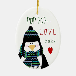 Ornement Ovale En Céramique Cadeau première génération de Noël de pingouin