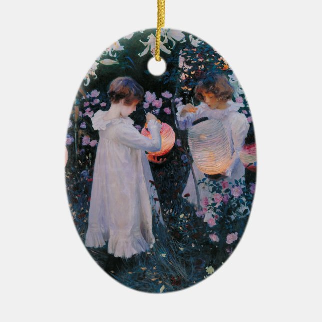 Ornement Ovale En Céramique Carnation Lily Lily Rose John Singer Sargent Art (Devant)