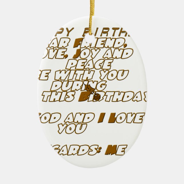 Ornement Ovale En Céramique Carte d'anniversaire pour un ami chrétien (Devant)