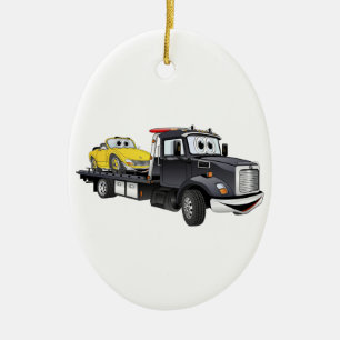 Ornement Ovale En Céramique Carton plat du camion à remorque noir