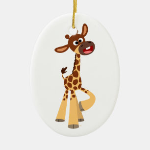 Ornement Ovale En Céramique Cartoon mignon bébé Giraffe Ornament