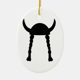 Ornement Ovale En Céramique Casque viking et tresses