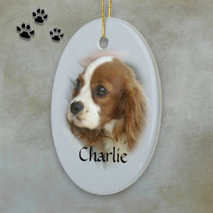 Ornement Ovale En Céramique Cavalier King Charles Spaniel
