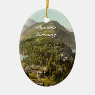 Ornement Ovale En Céramique Château de Hohenschwangau et Alpes, Bavière,