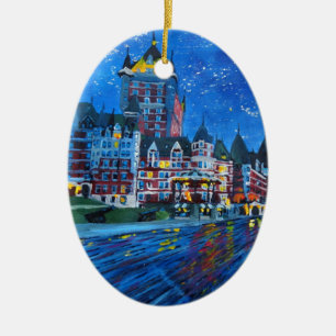 Ornement Ovale En Céramique Château Frontenac Québec Canada par nuit