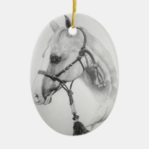 Ornement Ovale En Céramique cheval, rodéo