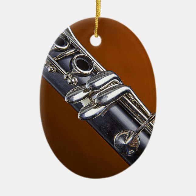 Ornement Ovale En Céramique Clarinette avec l'ornement d'arrière - plan d'or (Devant)
