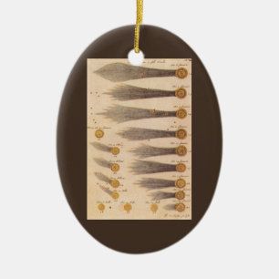 Ornement Ovale En Céramique Comètes de Stanislaw Lubieniecki, Astronomie Vinta