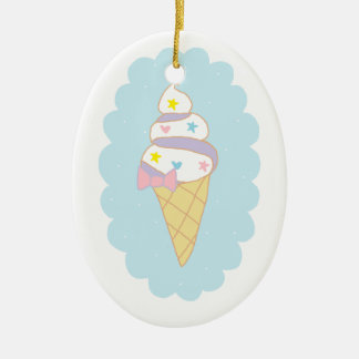 Ornement Ovale En Céramique Cornet de crème glacée mignon de remous