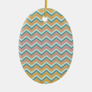 Ornement Ovale En Céramique Couleurs douces et chaudes ZigZag
