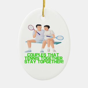 Ornement Ovale En Céramique Couples ce tennis ensemble