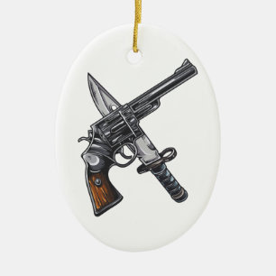 Ornement Ovale En Céramique Couteau Pistolet