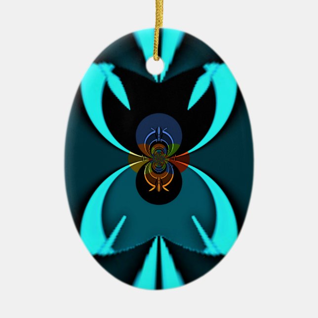 Ornement Ovale En Céramique Cyan Abstrait Art Print (Devant)