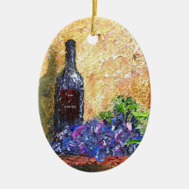 Ornement Ovale En Céramique d'Amore de Vin (Devant)