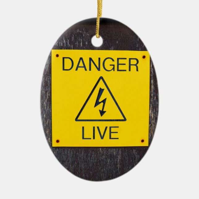 Ornement Ovale En Céramique Danger vivant (Devant)