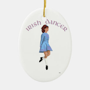 Ornement Ovale En Céramique Danseur de pas irlandais bleu clair