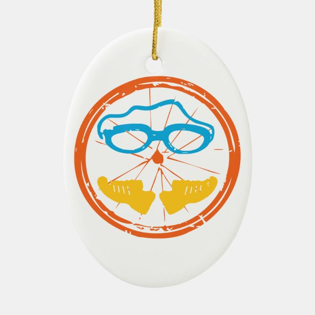 Ornement Ovale En Céramique Design Cool de triathlon (Devant)