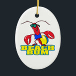 Ornement Ovale En Céramique dessin animé de homard de plage mignon<br><div class="desc">Drôle et idiot dessin animé animal d'eau. Graphique ©toonclipart.com. Utilisée avec autorisation.</div>