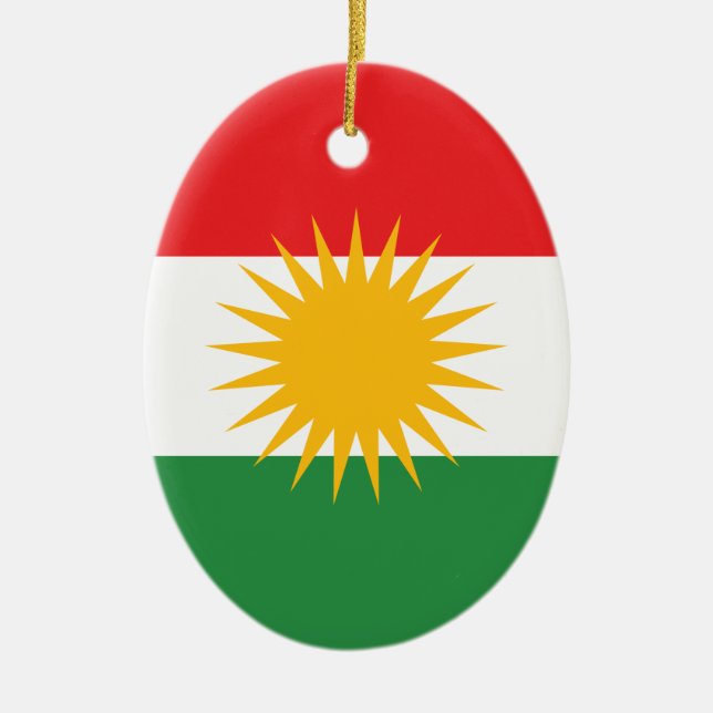 Ornement Ovale En Céramique Drapeau du Kurdistan (Devant)