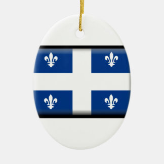 Ornement Ovale En Céramique Drapeau du Québec (Canada)