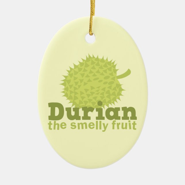 Ornement Ovale En Céramique Durian le fruit puant (d'Asie du Sud-Est) (Devant)