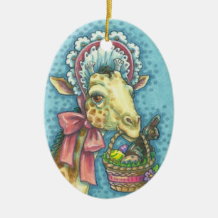 Ornement Ovale En Céramique EASTER GIRAFFE ORNAMENT Oval