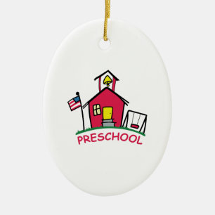 ORNEMENT OVALE EN CÉRAMIQUE ÉCOLE MATERNELLE
