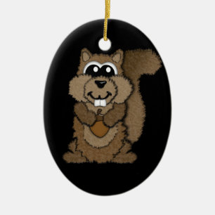 Ornement Ovale En Céramique Écureuil