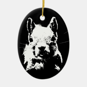 Ornement Ovale En Céramique Écureuil