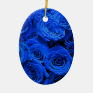 Ornement Ovale En Céramique Elégant bleu rose bleu fleurs bleu bleu bleu flora