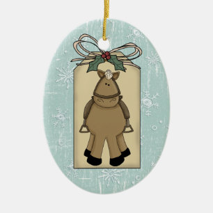 Ornement Ovale En Céramique Étiquette mignonne de cadeau de souvenir de neige