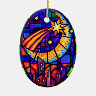 Ornement Ovale En Céramique Étoile de Bethlehem